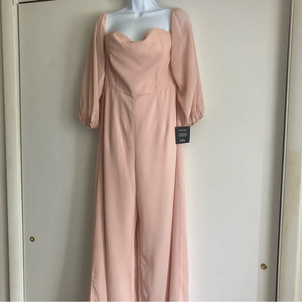 Lulu’s Always Us Blush Wide Leg Jumpsuit, NWT Sz M - Picture 2 of 10